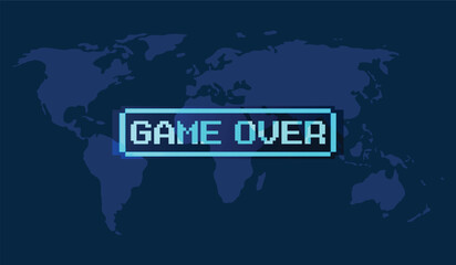 Wall Mural - game over. retro futurism sci-fi background. glowing neon grid. and stars from vintage arcade comput