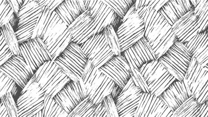 Hand-Drawn Woven Pattern – Black and White Basket Weave Texture Abstract grunge distressed on transparent background.