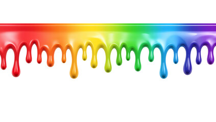 Wall Mural - vibrant rainbow colored paint dripping with smooth and glossy texture on transparent backdrop