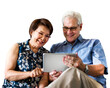 © Rawpixel.com - Senior couple png using tablet, transparent background