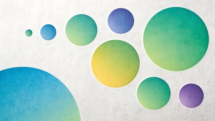 Minimalist abstract background with colorful gradient circles representing growth, data visualization, and systematic progression.