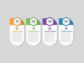 Wall Mural - 4 steps business data visualization timeline process infographic template design with icons