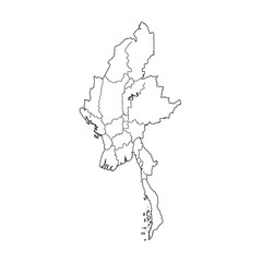  Myanmar provinces political map outline