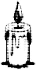 Wall Mural - halftone design of a black candle with dripping wax and flame concept