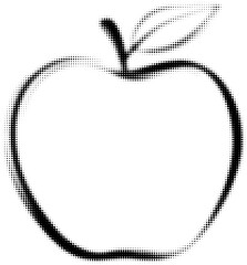 Wall Mural - halftone black and white apple sketch with leaf