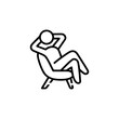 © asol - Relaxing icon stick figure lounging comfortably in a reclined chair symbolizing pure relaxation bliss.