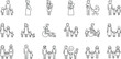© Taiwo - Social unit family outline icons. Single parent, kids icon editable vector illustration. Parenting family drawing line icon set