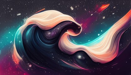 Wall Mural - Abstract Wave Galaxy Texture - Contemporary Style Digital Art. 4K Wallpaper