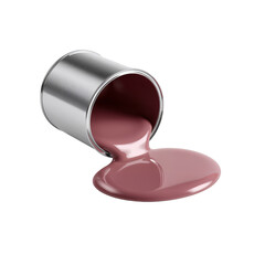 Wall Mural - metallic can spilling fluid magenta material creating abstract patterns isolated view on