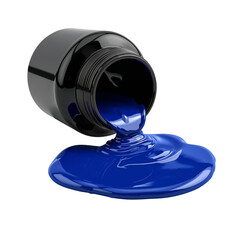 Wall Mural - vibrant blue paint cascading from a sleek container against a clean isolated setting adds a