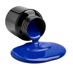 Wall Mural - cobalt effusion captivatingly spilling from a sleek container against a void space, artful