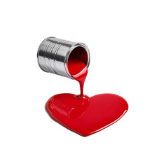 Wall Mural - Symbolic representation of affection paint flowing into a heart shape isolated on a transparent area