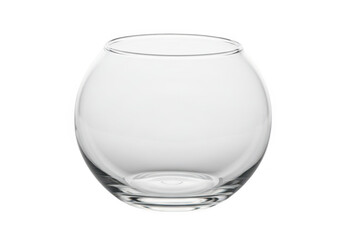 Wall Mural - Empty round glass fishbowl isolated on transparent background