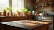 © Razia - Rustic Kitchen Table with Sunlight and Blurred Background