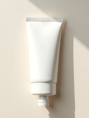 Wall Mural - pristine white biodegradable tube lies isolated textured recycled paper background illuminated soft natural light side