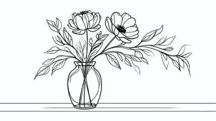 Minimalist Line Art Flower Illustration