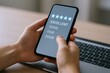 © The Little Hut - Customer feedback survey on smartphone with five star rating, symbolizing excellent service and user satisfaction