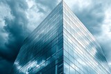 Skycraper architecture modern building reflecting clouds business skyline urban office glass facade commercial real