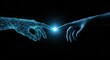 © Cleverson - Technological connection highlighted by two hands, one appearing human, the other digital, poised to touch and create light.