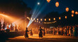 © Life Shyntax - Traditional dancers perform on an outdoor stage at a vibrant cultural night festival under the moon and lanterns.