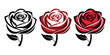 © MDSHAJADUL - Set of three vector black silhouettes of rose flowers isolated on a white background. Red rose vector.