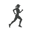 © azad - Silhouette of a young woman in cap jogging, running, exercising, fitness, healthy lifestyle, marathon
