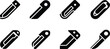 © Sampa - Utility knife and box cutter icons in silhouette style