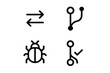 © typepng - Vector icons depicting exchange, connection, insect, and verification in a minimalistic style for design projects