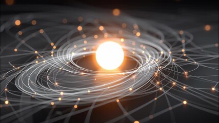 Wall Mural - glowing energy core with dynamic particles and light trails in a futuristic space environment