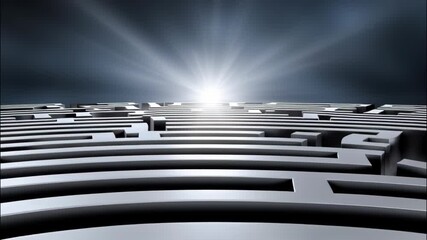 Wall Mural - vast circular labyrinth with light emerging from center in dynamic second video format