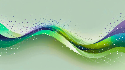 Wall Mural - Abstract Green, Blue, and Purple Wavy Lines with Dots