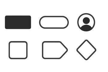 Various shapes including rectangles, ovals, and diamonds displayed on a neutral background for graphic design purposes