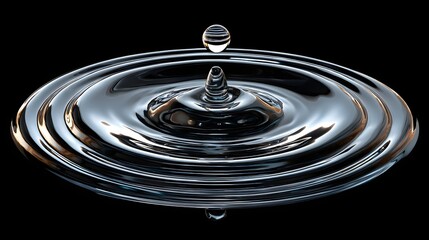 Wall Mural - close-up of a water drop creating ripples on a liquid surface in motion