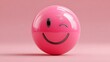 © wannakorn - Playful Pink Smiley Face Icon Against A Soft Pink Background Evoking Joy And Positivity