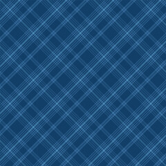 Wall Mural - Blue plaid with twill weave repeat pattern.Gingham seamless pattern with stripes.Checkered tartan Geometric graphic vector illustration background.Surface pattern for fabric and prints.