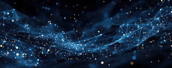 Wall Mural - abstract network design with glowing points and polygonal connections in blue hues