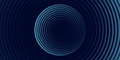 Wall Mural - abstract blue glowing geometric lines on dark blue background. modern shiny blue circle lines patter