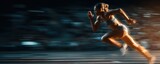 Dynamic female athlete sprinting with motion blur on a track