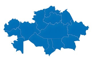  Kazakhstan Political Map with Regions Isolated White Background