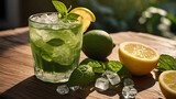 Fresh Mojito Cocktail with Lemon and Mint 
