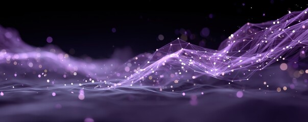 Wall Mural - abstract digital wave with purple shades and glowing connected points