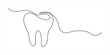 © Vector Man - Vector continuous one simple single abstract line drawing of tooth dental clinic and care concept, Single line drawing of a tooth, Single continuous line art anatomical human tooth silhouette implant