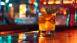 © Zahoor - Refreshing cocktail with mint garnish on bar top ready to enjoy nightlife vibe