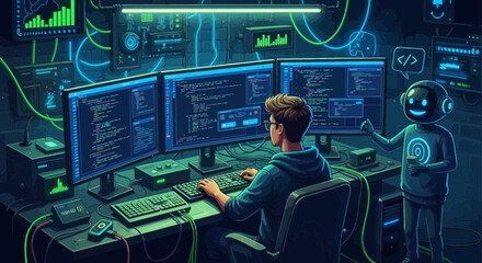 Advanced coding environment with a human programmer and an ai assistant working together seamlessly