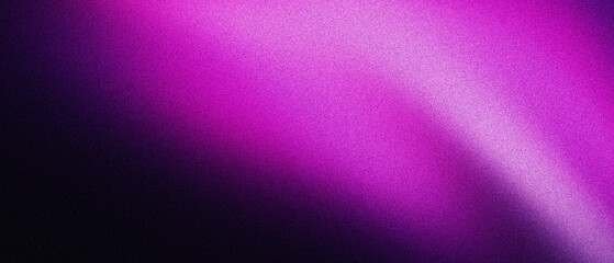 Wall Mural - grainy noise texture background, with purple abstract gradient shape on a black backdrop banner post