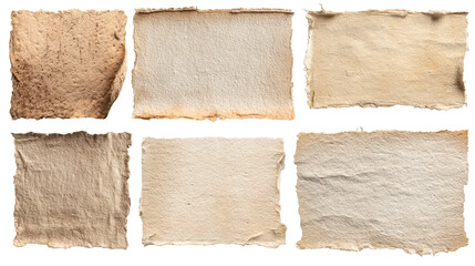 Wall Mural - collection of textured handmade paper swatches with torn edges