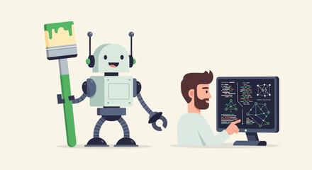Collaboration between human developer and ai robot for software development and creativity process