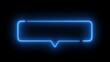 © @POLARIS - Blue Neon Speech Bubble Frame on Black Background chat bubble message box