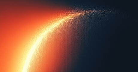 Wall Mural - Glowing Particle Arc, Fiery Orange Light Streaks on Dark Blue Gradient Space