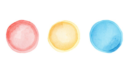 Wall Mural - three vibrant watercolor circles, abstract artistic elements on transparent background, cheerful